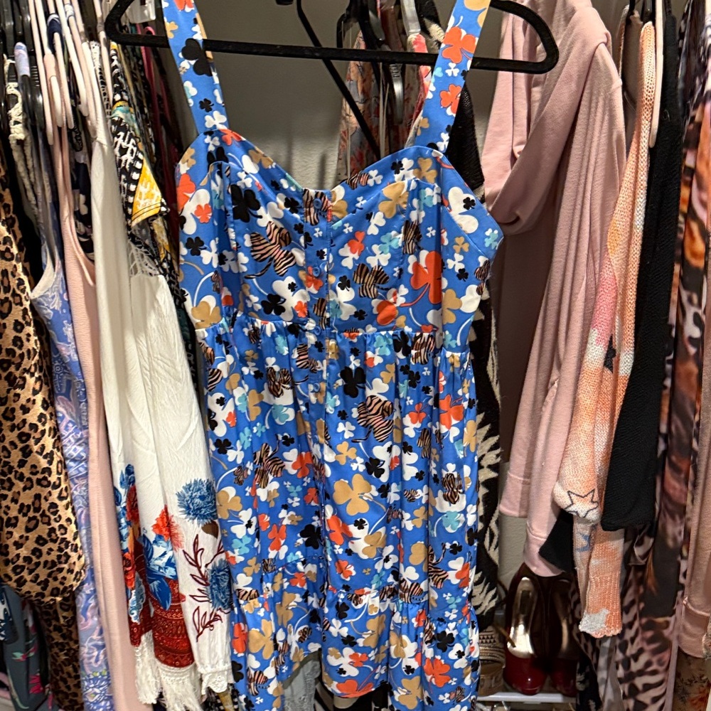 Joy Joy Blue Floral High Low Dress